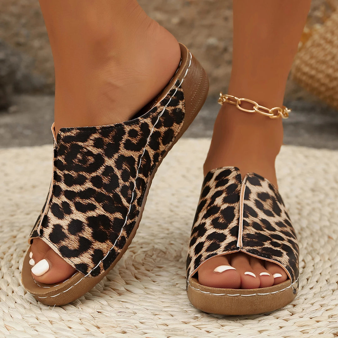 GAIA | Leopard Wedge Sandals