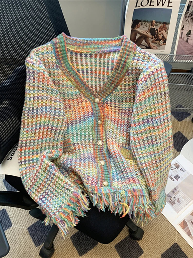 GAIA | Rainbow Tassel Cardigan