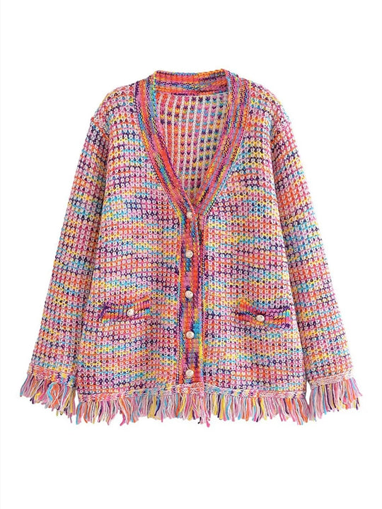 GAIA | Rainbow Tassel Cardigan