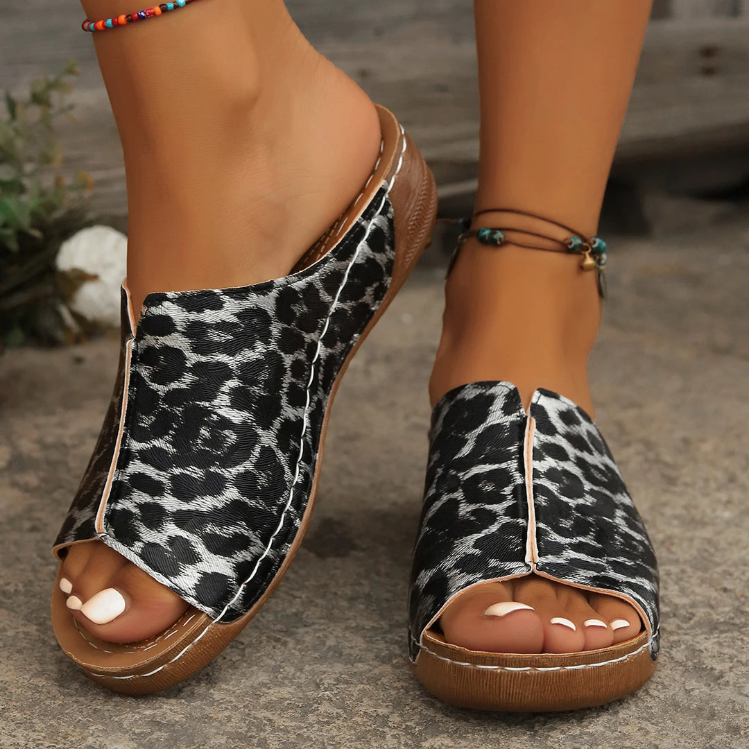 GAIA | Leopard Wedge Sandals